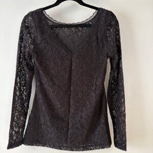 White House Black Market Black Lace Top Size Small